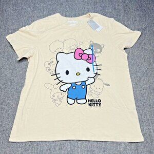 Hello Kitty T-Shirt Womens Large Tan Short Sleeve Graphic Tee‎